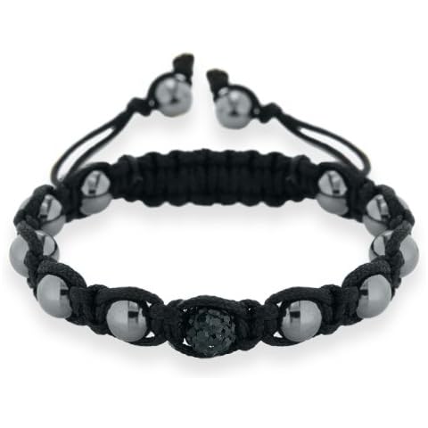Black Shamballa Black Cord Black Crystal and Haematite Bead Bracelet of 18cm/7" Cover