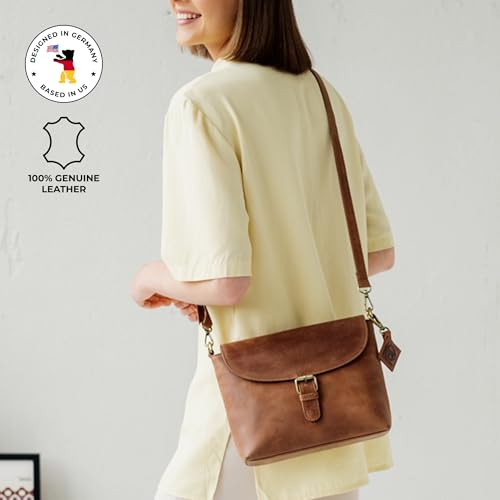Image of BERLINER BAGS Vintage Genuine Leather Shoulder Bag Catalina, Handbag, Small Crossbody Purse for Women