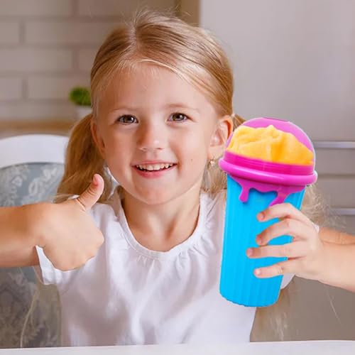 Lansls Slushy Maker, Slush Becher, Eis Zum Kneten Slushy Becher, Quick Frozen Magic Cup, Silikon Slushy Maker Cup, Slush Cup Mit Strohhalmlöffel für Diy Cola Oder Saft (Blue, 500ML) – Bild 6