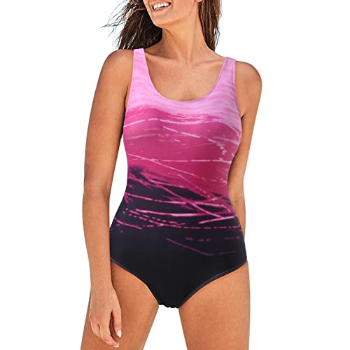 Traje de Baño Estampado del Día de La Independencia para Mujeres Bañadores Reductores Mujer Cuello de U Traje de Baño Una Pieza Bañador Natacion Deportes en Verano