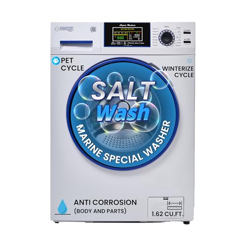 Equator EW 828 1.62 cu.ft. Marine Washer – Rust-Proof Compact Washing Machine for Boats & Yachts | Salt Wash Cycle, 1400 RPM Spin, Hygienic Drum, Energy Efficient, Compact Design