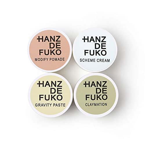 Hanz de Fuko Deluxe Mini Kit – Super Styling Sampler Featuring Claymation, Modify, Sponge Wax, Gravity Paste – Certified Organic Ingredients, 4 pack, 0.25oz each