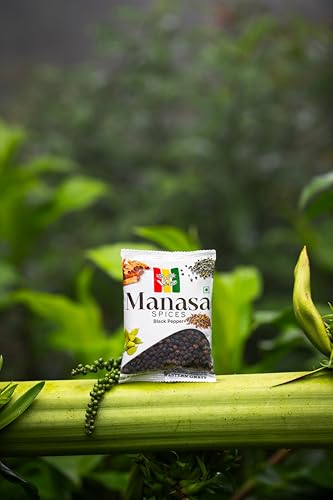 Image of Manasa Spices Premium Black Pepper Whole 50g | Kali Mirch /Sabut Gol Mirch | Sun-Dried Peppercorns from Western Ghats | Bold Aroma & Strong Flavor for Cooking