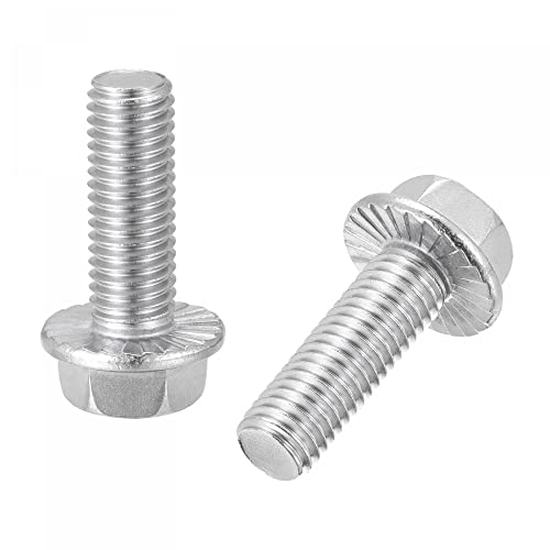Image of uxcell M10x30mm Hex Serrated Flange Bolts Screws Metric Thread 304 Stainless Steel 6pcs