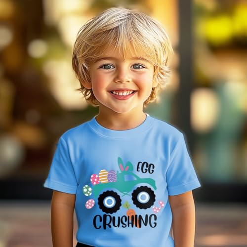 Image of DDSOL Toddler Easter Day Clothing Sets Bunny Easter Egg Monster Truck Kids Causal Outfit Sets 2 Pieces 2-7 Year
