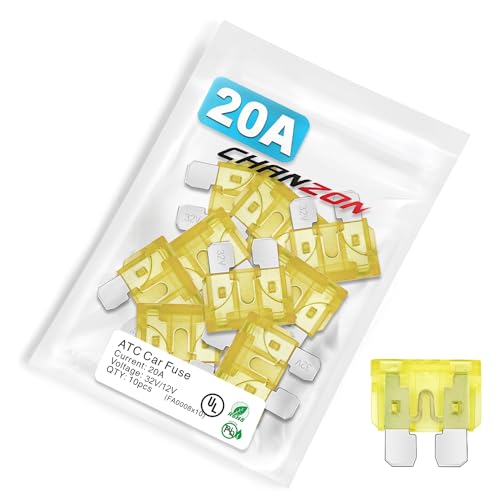 Chanzon 10pcs ATC 20A 32Vブレードヒューズ(ATO APR標準)20自動車用カートラックSUV用の高速ブロー
