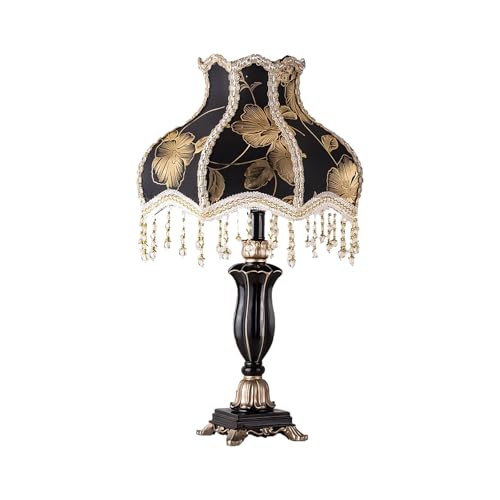MLYYX Victorian Table Lamp Handmade Fabric Lampshade European Style Desk