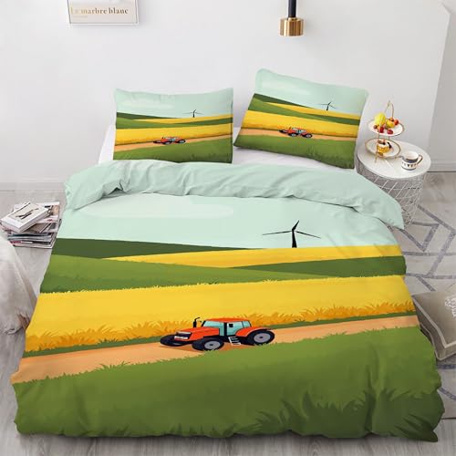Housse de couette tracteur 200x200 douce et facile à fermer pour lit enfant