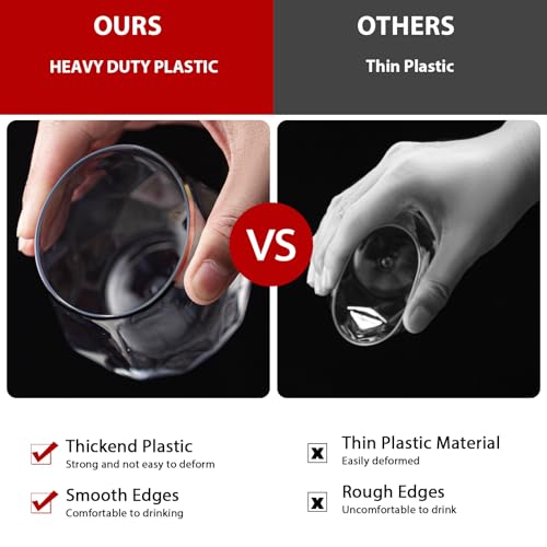 Image of Lueumxc 40 Pack Plastic Wine Glasses, 12Oz Diamond Disposable Wine Glasses Unbreakable Clear Plastic Cocktail Glasses Recyclable Shatterproof Reusable Wine Cups