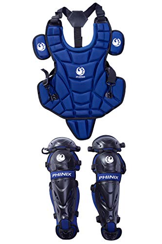 PHINIX Catcher's Set Chest Protector and Shin Guards,Specially Produced for Youth Practice (Blue)