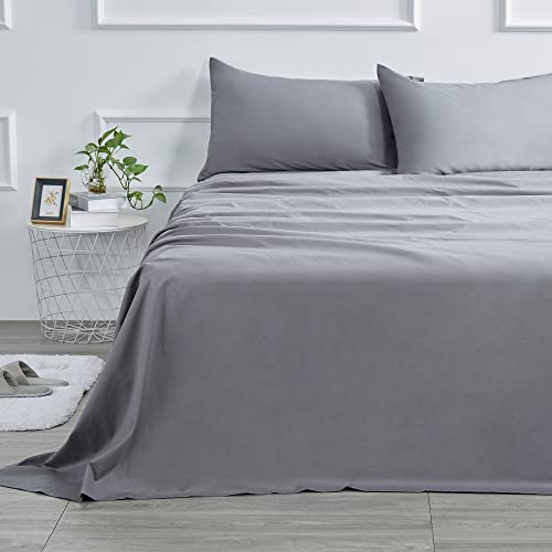 Best Season 400 Thread Count Cotton Queen Size Sheet Set (Gray Color) 4 Piece - 100% Long Staple Cotton Sheets Set, Soft Cotton Bed Sheets Sets with Deep Pocket fit Upto 16 inch