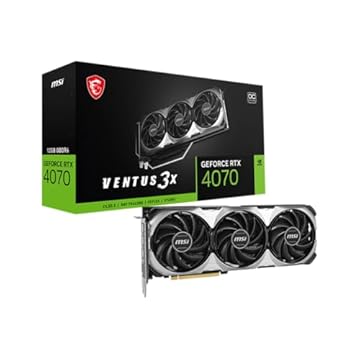 MSI Placa gráfica Gaming GeForce RTX 4070 Ventus 3X E1 12G OC (Arquitetura Ada, Extreme Clock: 2520 MHz, Velocidade da memória: 20 Gbps, 12GB GDDR6, 192 bits, DP/HDMI)