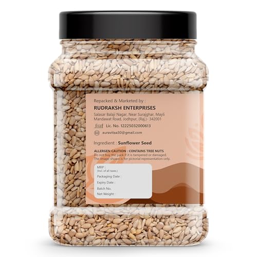 Image of Auravita Premium Sunflower Seeds 500gm | Rich in Protein, Fiber & Healthy Fats | Raw Seeds for Eating | High in Protein, Fiber & Magnesium Jar Pack