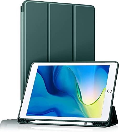 BXGH iPad Case for 9th/8th/7th Generation 10.2" iPad with Pencil Holder, Case for 2021/2020/2019 with Soft Silicone Backing