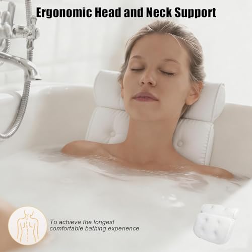 Coussin de bain grand confort support nuque et dos avec ventouses fixes