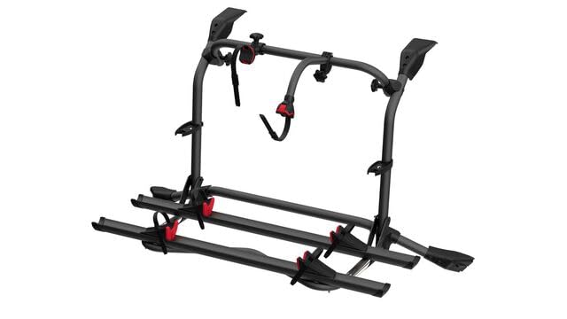 Fiamma Portabicicletas para VW T6, Negro, Aluminio/Acero Inoxidable, 67-82 x 153 x 85 cm, 14 kg, Extensible, 60 kg de Carga, Montaje en Puerta Trasera