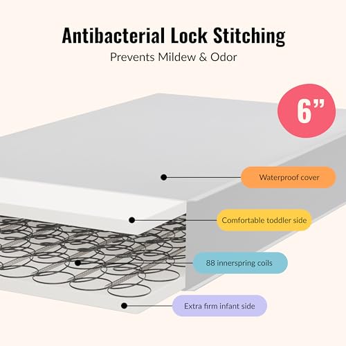 Image of Dream On Me Superior Slumber Mattress, Fits Standard Full-Size Cribs & Toddler Beds, Reversible Design, 52 inch x 28 inch x 6 inch, Waterproof Vinyl Cover, GREENGUARD Gold & BSA Certified