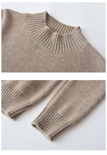 Women's Half High Collar Cashmere Slim Sweaters Solid Elastic Pullover Tops3