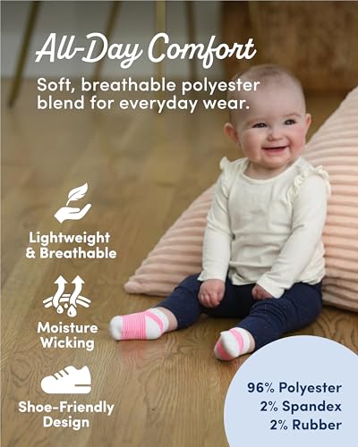 Fruit of the Loom Baby 22-Pack Grow & Fit Flex Zones Low Cut Stretch Socks - Unisex, Girls, Boys (6-12 Months, Pink) - image 3