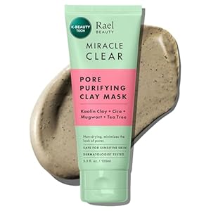 Rael Face Mask, Miracle Clear Clay Mask – Deep Pore Cleanser with Tea Tree & Gentle Exfoliation for Blackheads, Korean Skin Care (3.4 fl oz)