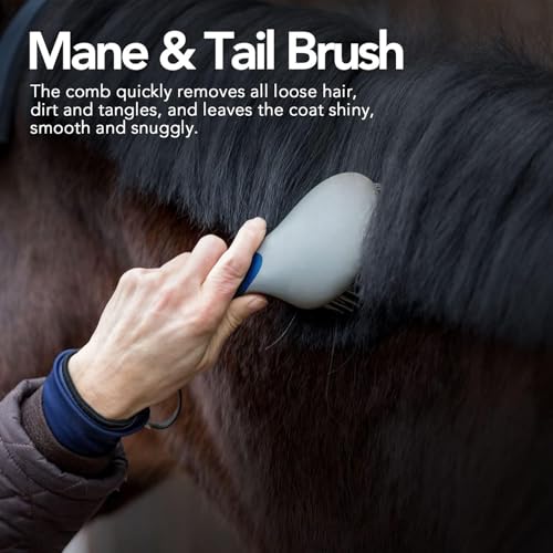 Mähnen Bürste Schweifbürste, 23cm Pferdeschweifbürste, Professionelle Mähnen Schweifbürste mit humanisiertem Griff, Haustier Massagebürste, rutschfeste Pferdehaarbürste, zum Pflegen Haar Random color