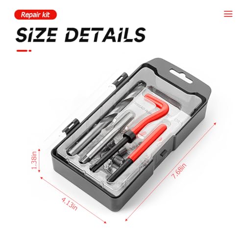 BELOMI Helicoil Thread Repair Kit, Metric and SAE Repair Tools with HSS Drill Bit and Thread Inserts, Auto Repairing Tool for Damaged Thread M10 x 1.25 mm Size, Universal Car Accessories by BELOMI - Image 2
