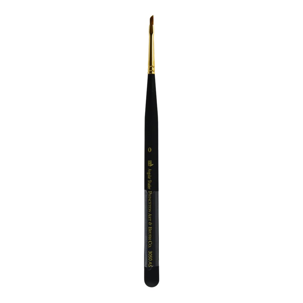 Princeton Artist Brush, Mini-Detailer Brushes for Watercolor, Acrylic and Gouache Series 3050, Angle Shader Synthetic Sable, Size 0