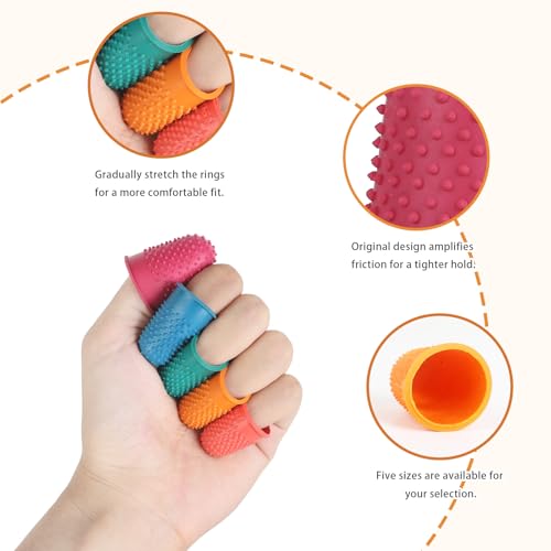 Conjunto de pontas de dedo pegajoso e dedos de borracha - Protetores de dedo de silicone com hidrata