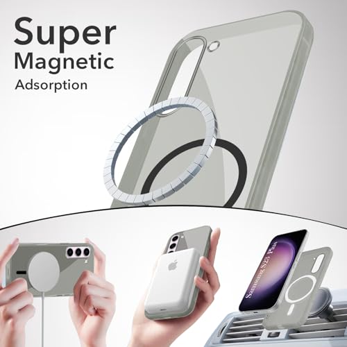 Image of Jkobi Lifetime Anti-Yellow MagSafe Compatible Clear Back Cover Case for Samsung Galaxy S23 Plus (Sleek Hard Crystal | Shockproof and Camera Protection)