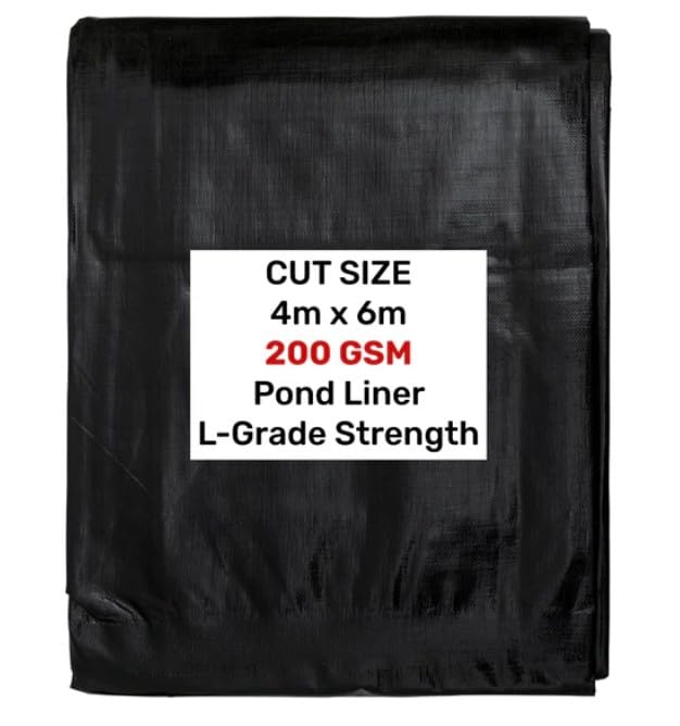 4m x 6m Flexible Pond Liner, 200gsm, 13.12ft x 19.69ft, LDPE, Unparalleled Durability and Tear-Resistance, Long-Lasting and Leak-Free Lining for your Pond