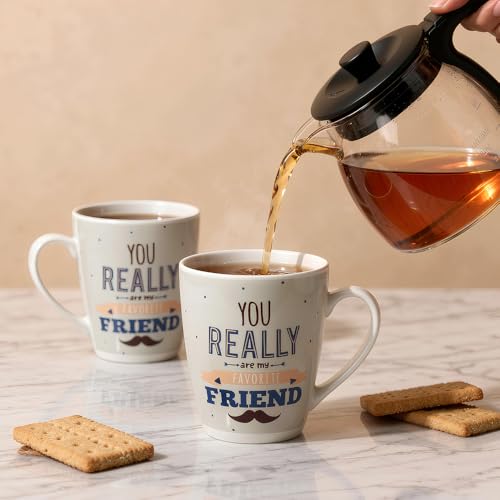 Image of UPC Milk Mug Set of 2 Elegant Design | Large Capacity Mugs for Home, Kitchen & Gifting (Really Friend-Blue)