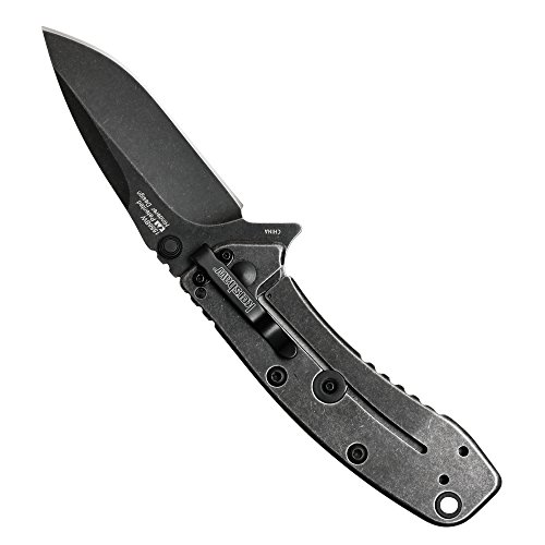 Kershaw Cryo Xl Blackwash Knife, 3.25" 8Cr13Mov Steel Drop Point Blade, Assisted Everyday Carry Pocket Knife #TOP3