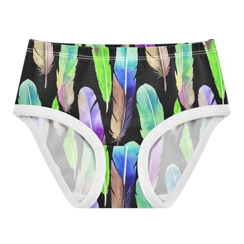 Durable Girls Underwear Toddler 2t Cotton Little Girl Panties Watercolor Green Feathers Black Undies Kids Briefs