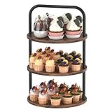 Etagere 3 Etagen Cupcake Ständer aus Holz & Eisen - Tortenständer mit Tragegriff, Dessertständer Groß für Desserts, Kuchen, Buffet Zubehör, Partydekoration , Geburtstag, Party