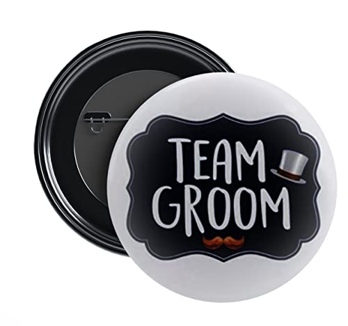Image of NIVARA LADKE WALE | TEAM GROOM BARATI | GROOM'S SQUAD Glossy Finished Props Wedding Badges for Groom Family | 58MM | Round Pin Badges | Batches for Reception Party, Wedding and Events - PACK OF 1