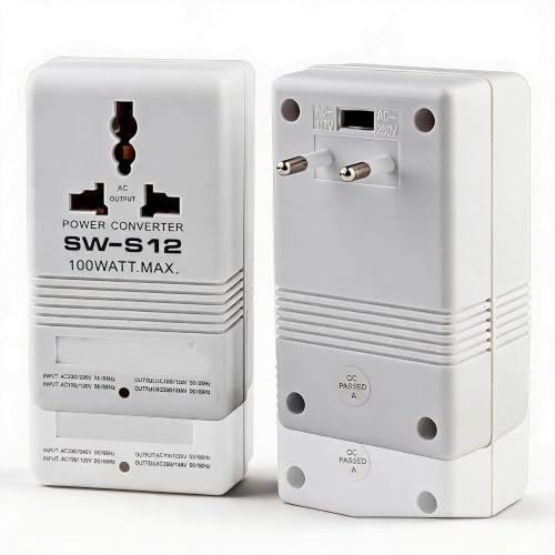 Sxhlseller Transformador de Doble Voltaje 110V 220V, Convertidor de Potencia Eficiente y Robusto para Dispositivos Pequeños, Adaptador de Viaje para Trotamundos (Enchufe de la UE)