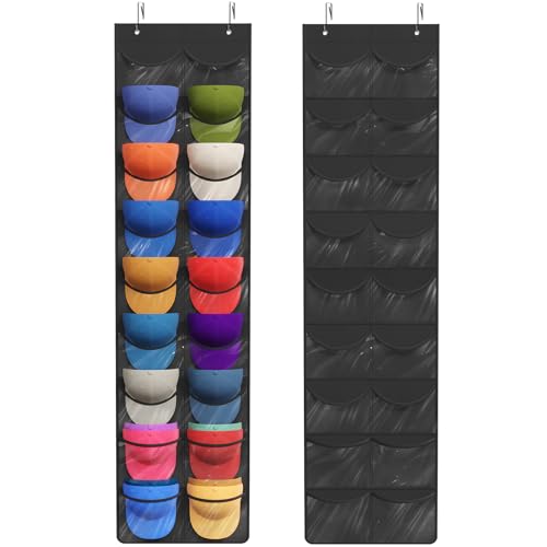 Lifewit Over the Door Baseball Cap Organizer, 18 Clear Deep Pockets,1 Pack