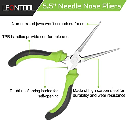 LEONTOOL Small Needle Nose Pliers for Jewelry Making 5 Inch Precision Pliers Smooth Jaw for Bending Wire and Small Object Gripping - Image 2