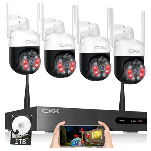 【Pan Tilt Zoom】 Wireless Security Camera System,4pcs 3MP PTZ Cameras Outdoor Indoor, 8 Channel 3MP WiFi Surveillance NVR System with 1TB Hard Drive,Floodlights & Siren Alarm,AI Human Detection