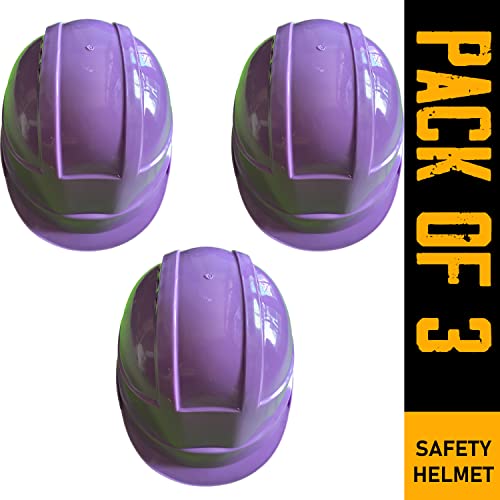 Image of LADWA Purple Heavy Duty Director Safety Helmet, ISI Marked Protective Head Helmet for Construction, Factory and Outdoor Workplace Safety Use (Pack of 3)