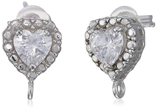 Carlton London Cubic Zirconia Stud Earrings for Women (Silver) (FJE1819)