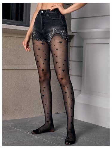 Verdusa Women's Pattern Mesh Fishnet Tights High Waist Sheer Stockings Pantyhose4