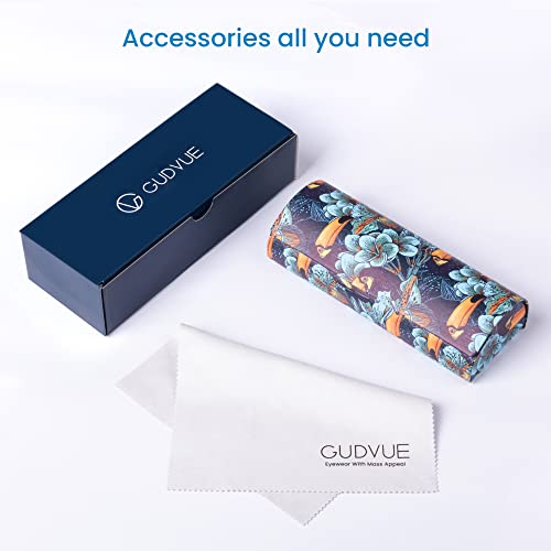 Gudvue Glasses Case Hard Shell, Portable Sunglass Case, Fashionable Pu Leather Eyeglass Case, Lightweight, Floral #TOP3