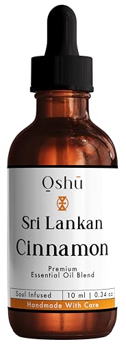 OSHU Luxury Sri Lankan Cinnamon Pure Undiluted Essential Oil - 10ml | Perfect for Creativity & Mood Boost | for Home Aromatherapy Diffusers, Candles, Baths & Burners