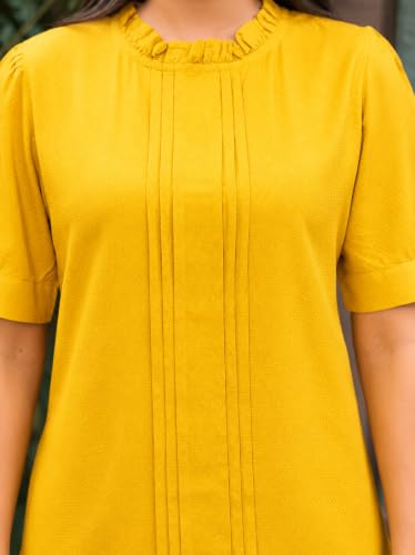 Image of Yash Gallery Womens Rayon Solid Relaxed Fit Casual Top Women & Girls