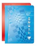 Clairefontaine203727C - Un cahier piqué de travaux pratiques 80 pages 17x22cm grands carreaux 90g et unies 125g, couverture polypro (plastique) couleur aléatoire