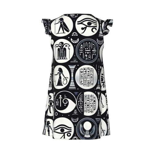 Augenstern Flutter Sleeve Nightgown Pajama Gown Hieroglyphics-All-See-Eye-Egyptian Easy Pull-On Sleepwear Nightdress2