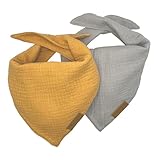 fenii - Premium Cotton Dog Bandanas - 2 Pack - Adjustable Fit - Washable - for Small, Medium & Large Breeds - Girl & Boy Dog Accessories - Multiple Sizes (Bumblebee Yellow & Pebble Gray, Large)