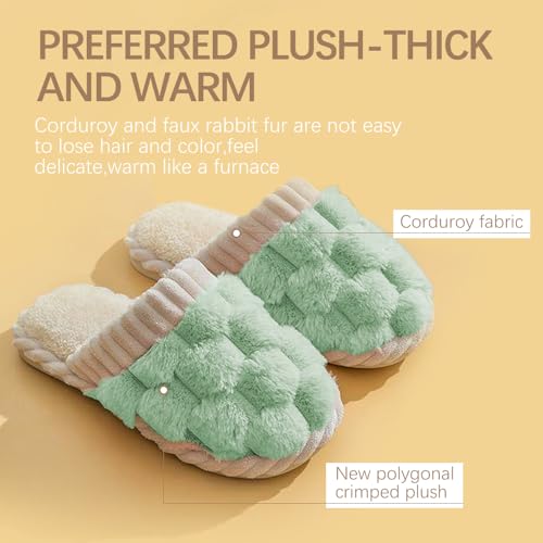Slippers for Women,Retro Soft Plush Lightweight House Slippers Slip-on Cozy Indoor Outdoor Slippers,Slip on Anti-Skid Sole4