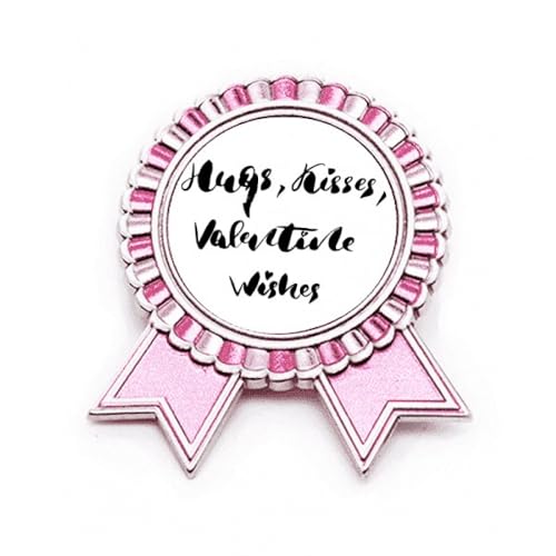 Broche Hugs Kisses rose en métal taille M message tendresse